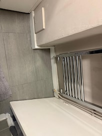 Renovated bathroom looki g down, dirty architraves etc