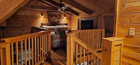 The bedroom loft area .