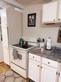 Fully stocked kitchen.