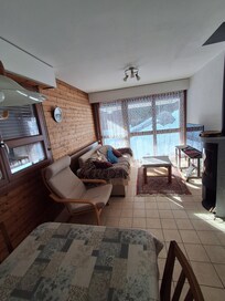 Open plan living and dining space.