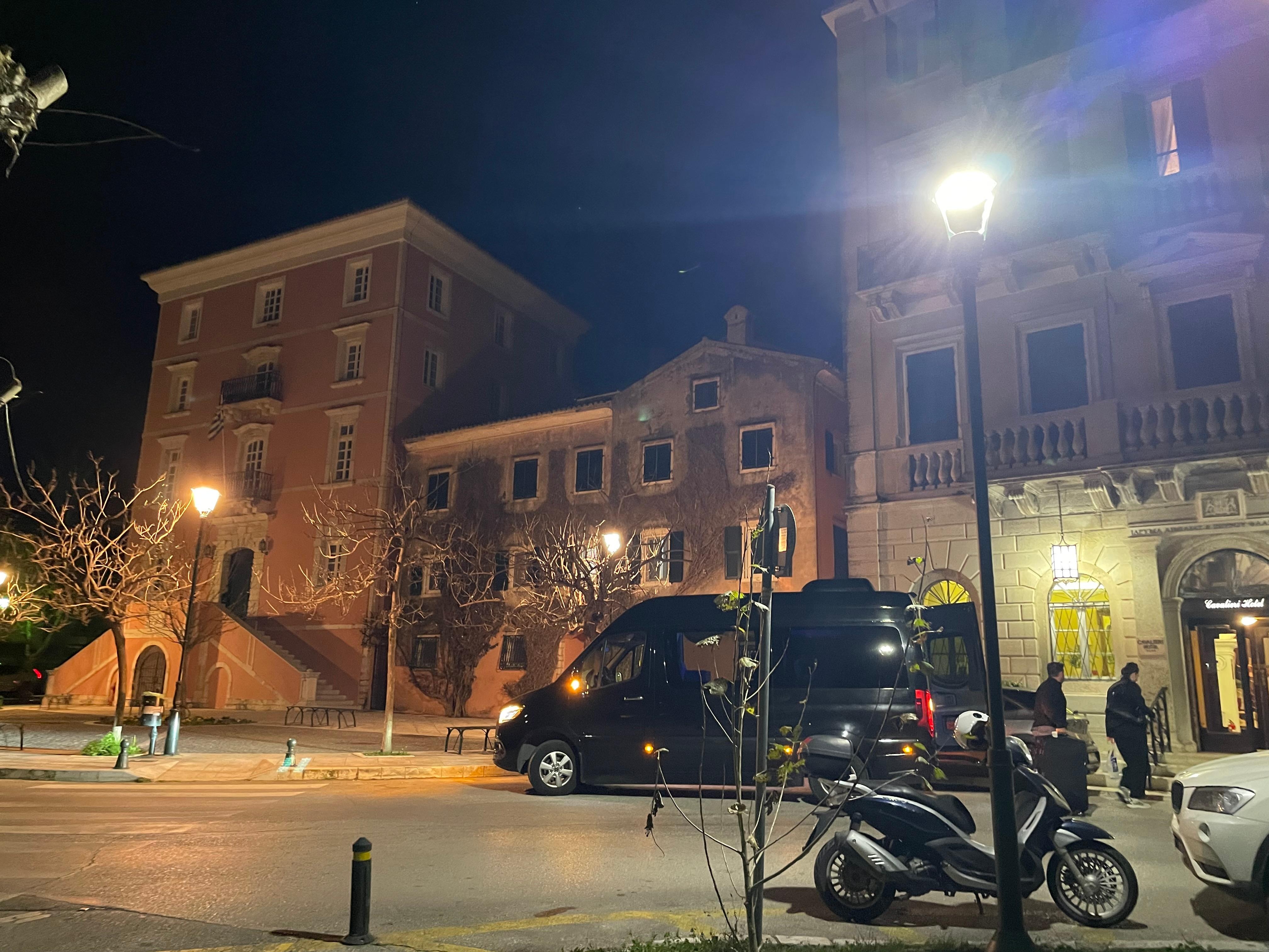 It’s the little up building on the right and Greece’s oldest library is on the left. 