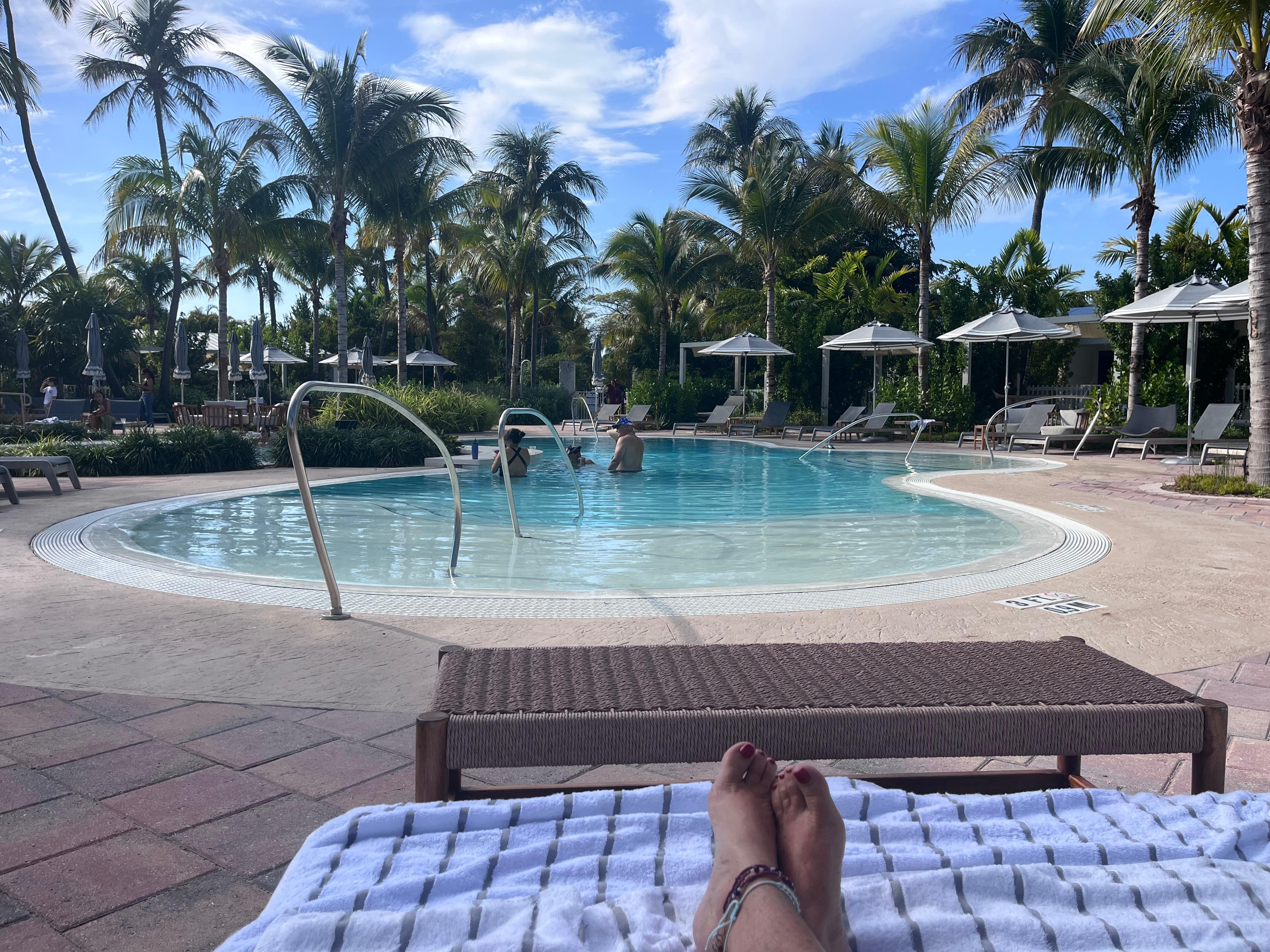 Poolside chairs come in loungers and double padded daybeds with side tables.