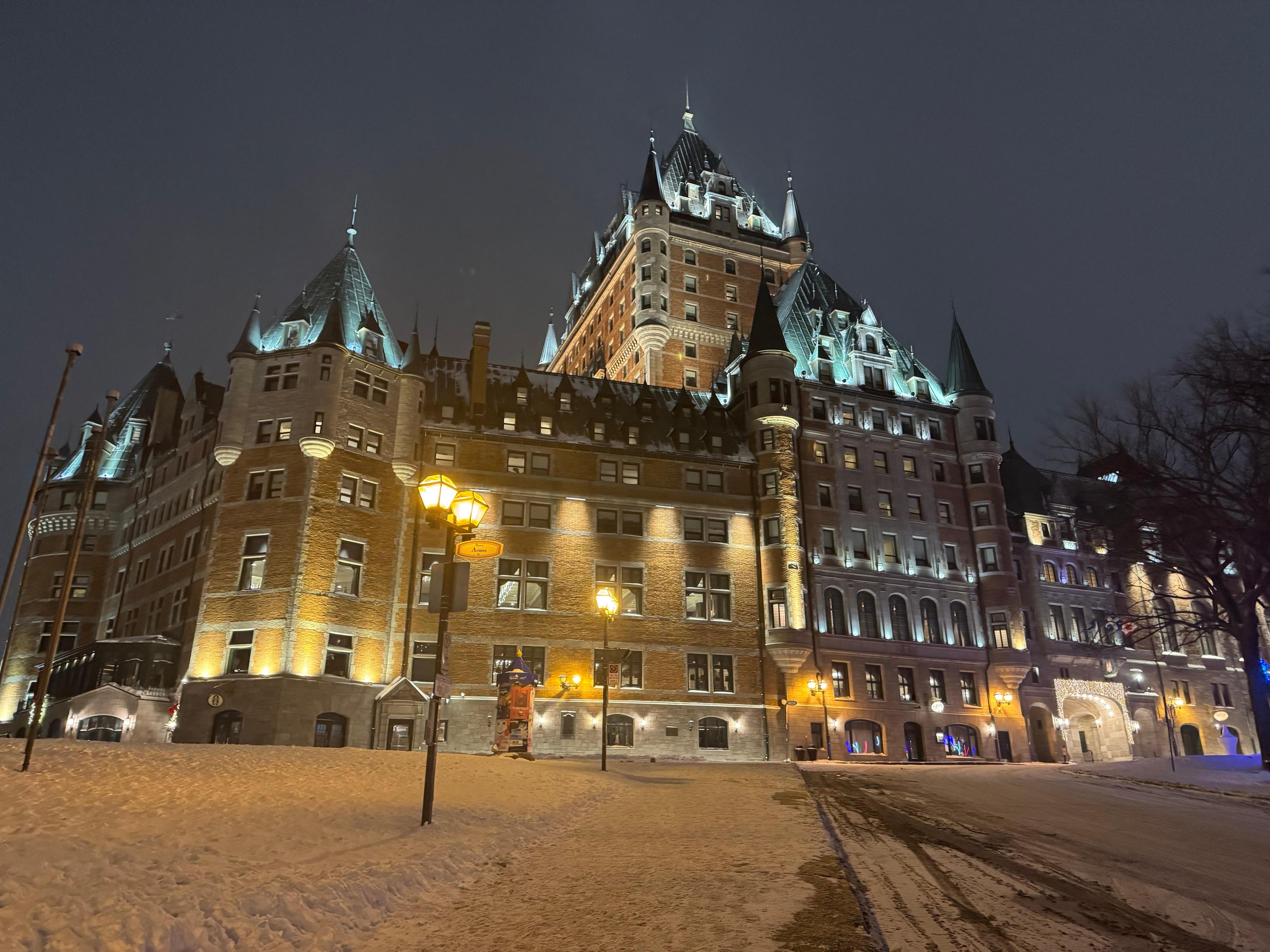 View at night from the outside