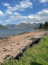 The view to the Five Sisters from the cottage beach