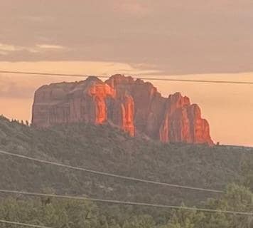We removed telephone wires from this photo, but this is close up of view from deck