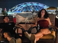 Lounging on deck of 1969 houseboat.