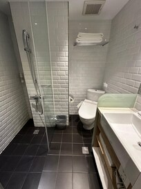 Walk-in shower in the bathroom