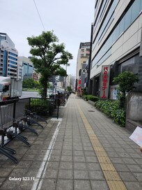 Outside the hotel