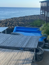 Pool is filled with ocean water.