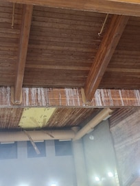 Ceiling falling, side wall buckling.