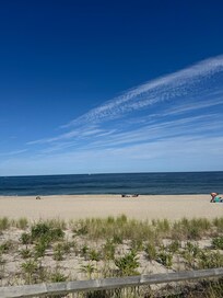 View of the beach from our balcony