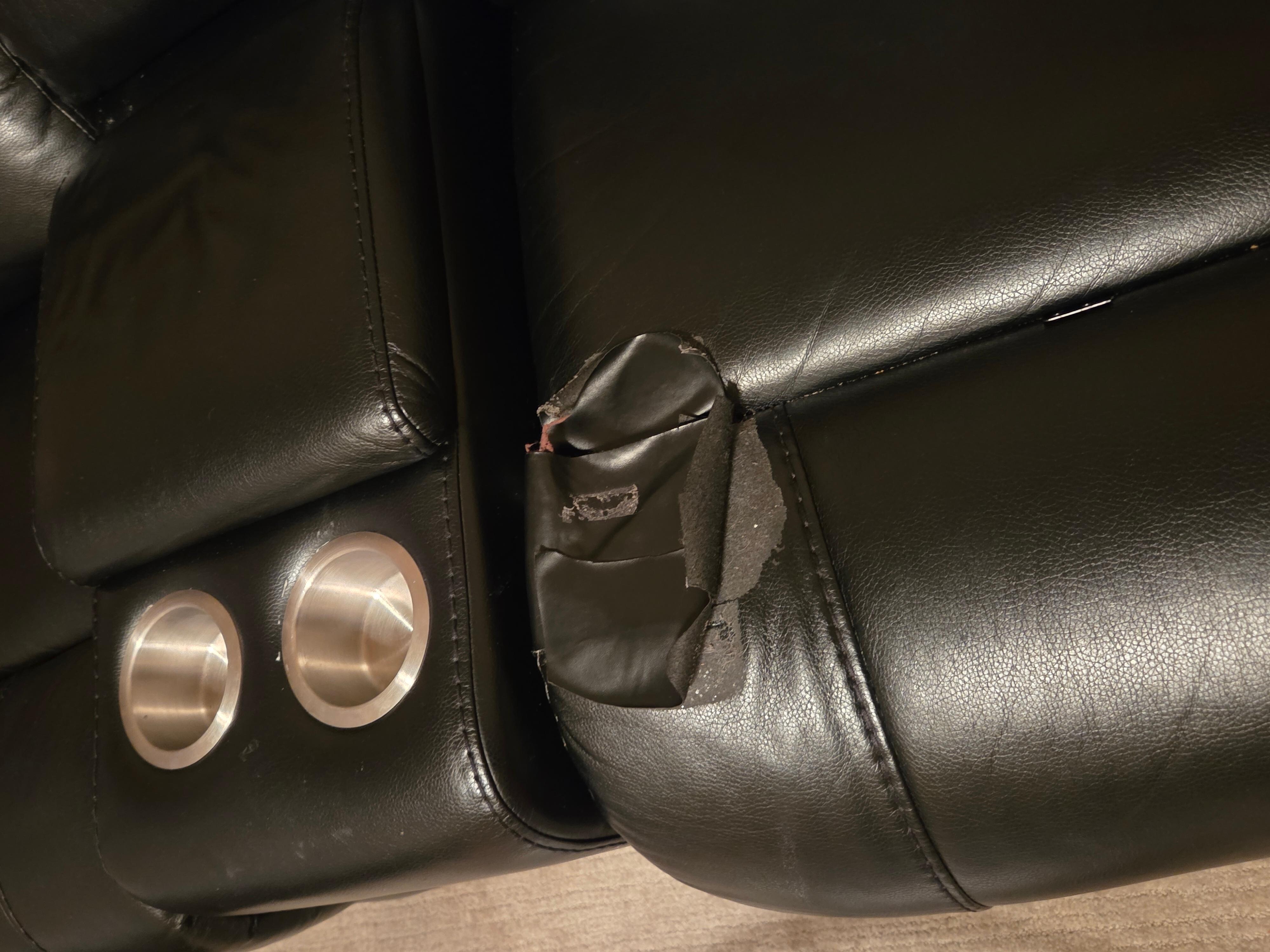 Torn living room couch