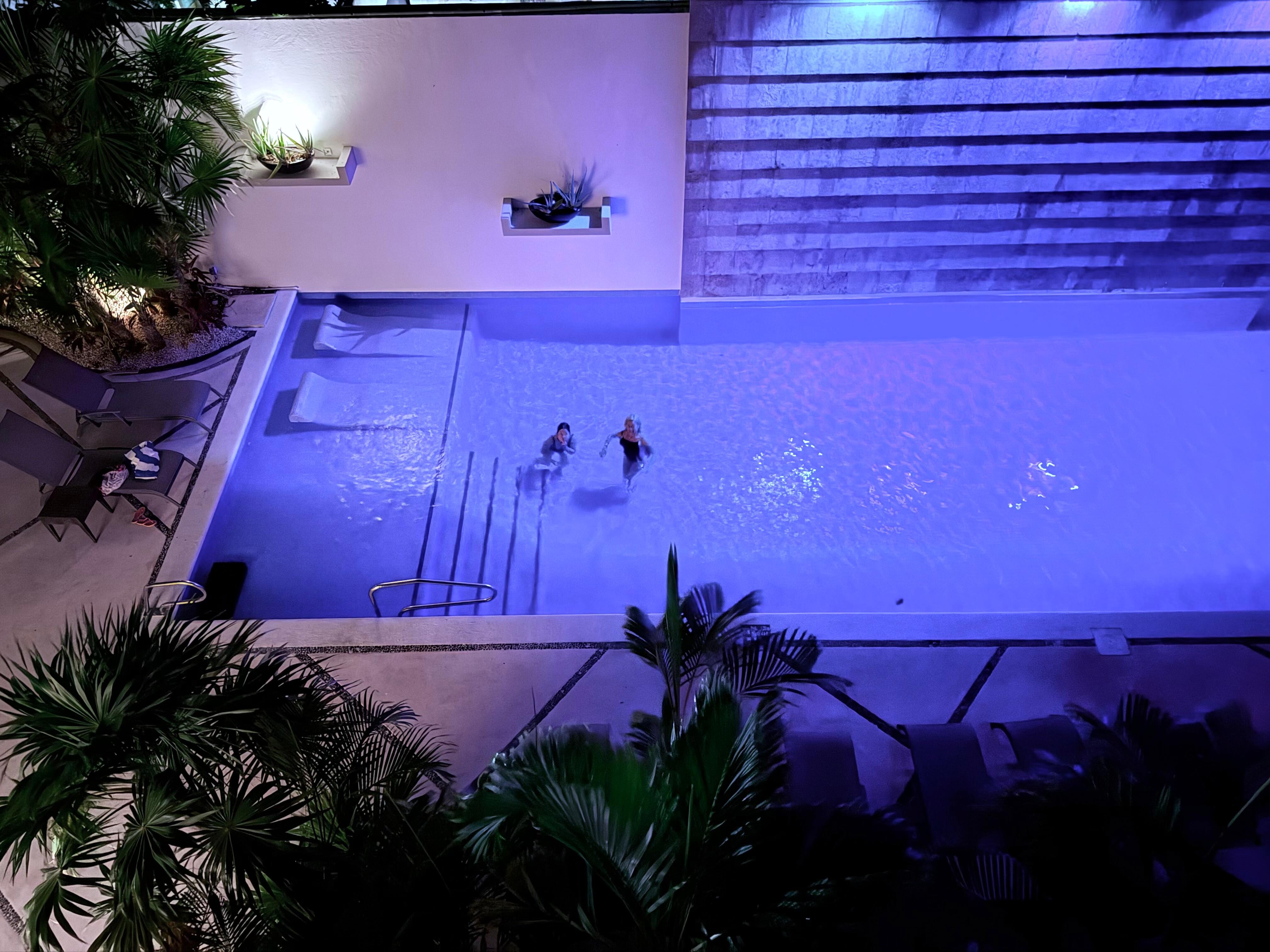 View of the pool from the balcony 