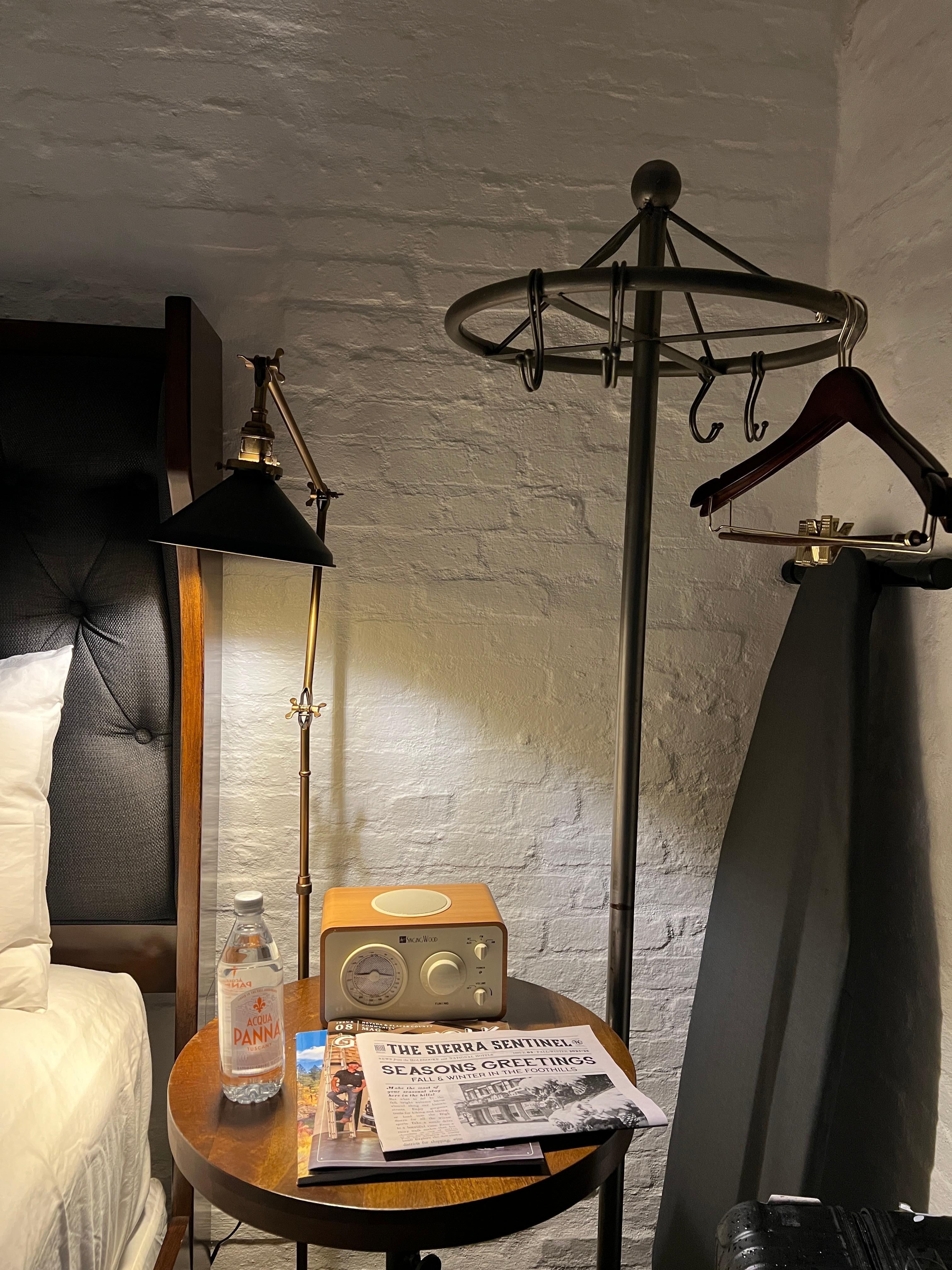 No closet. Just this coatrack to hang our coats