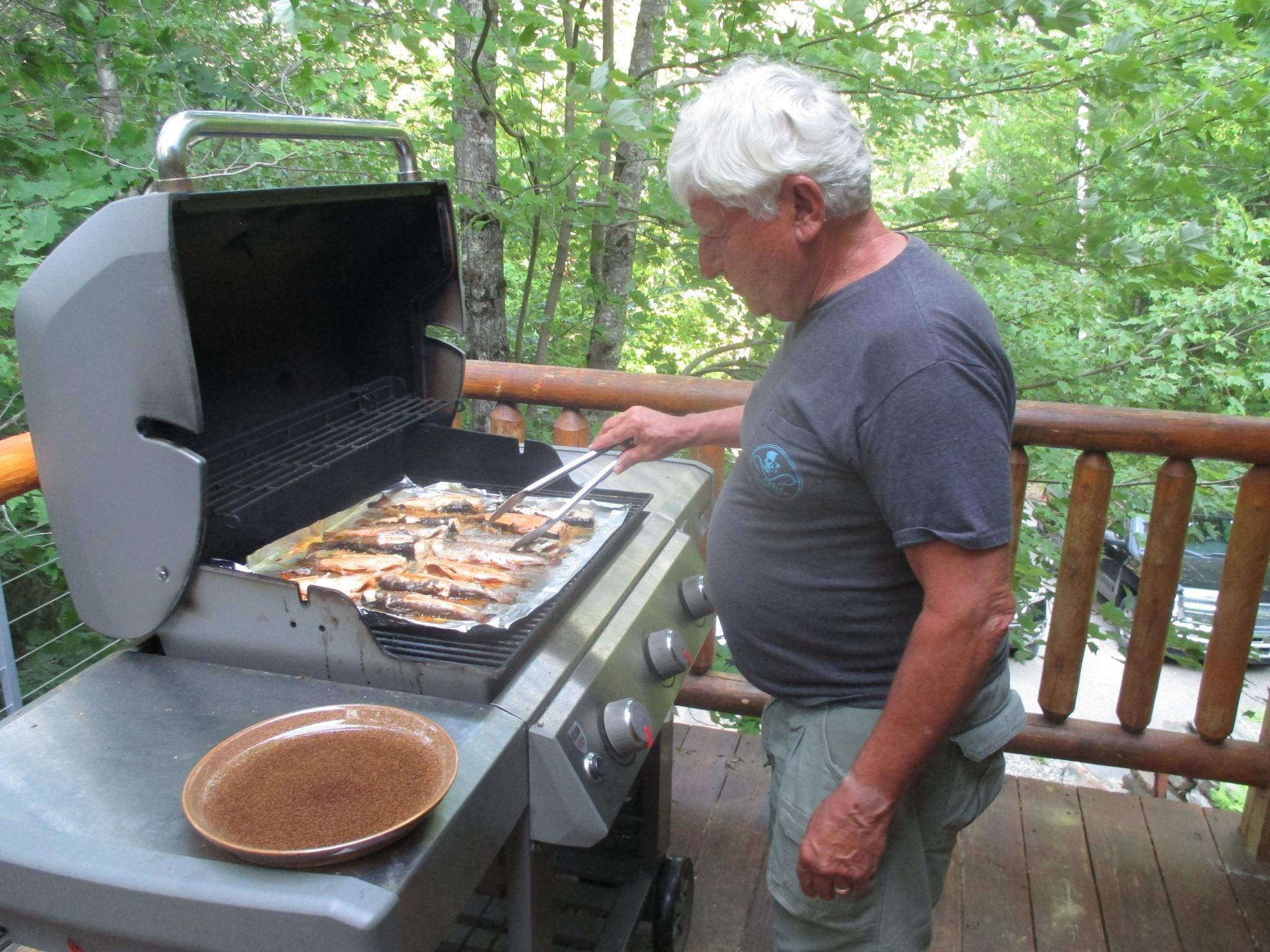 Our master chef preparing our catch.