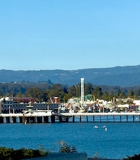 Amusement park on the boardwalk seen from the front deck.