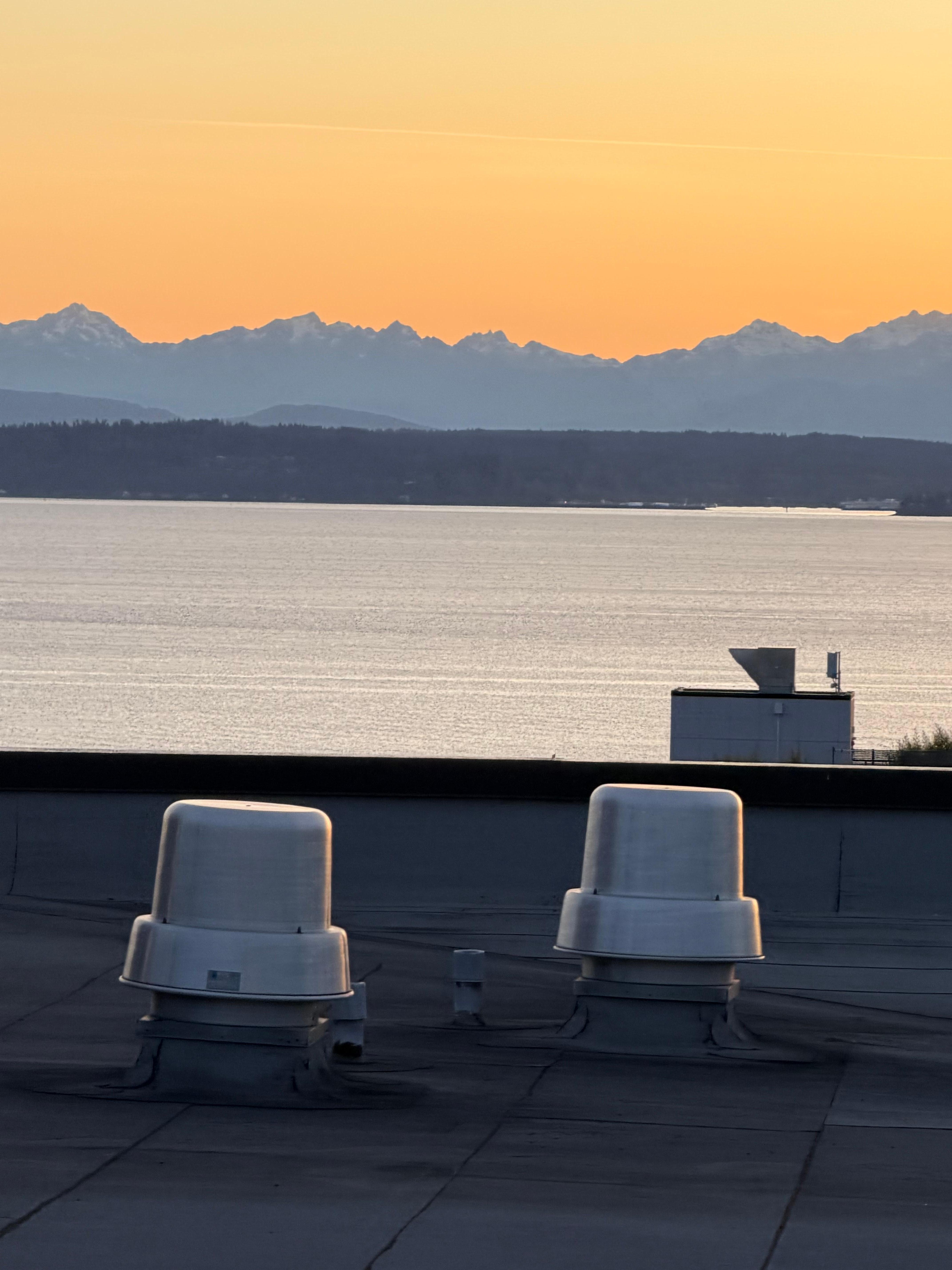 Olympic mountains from rooftop