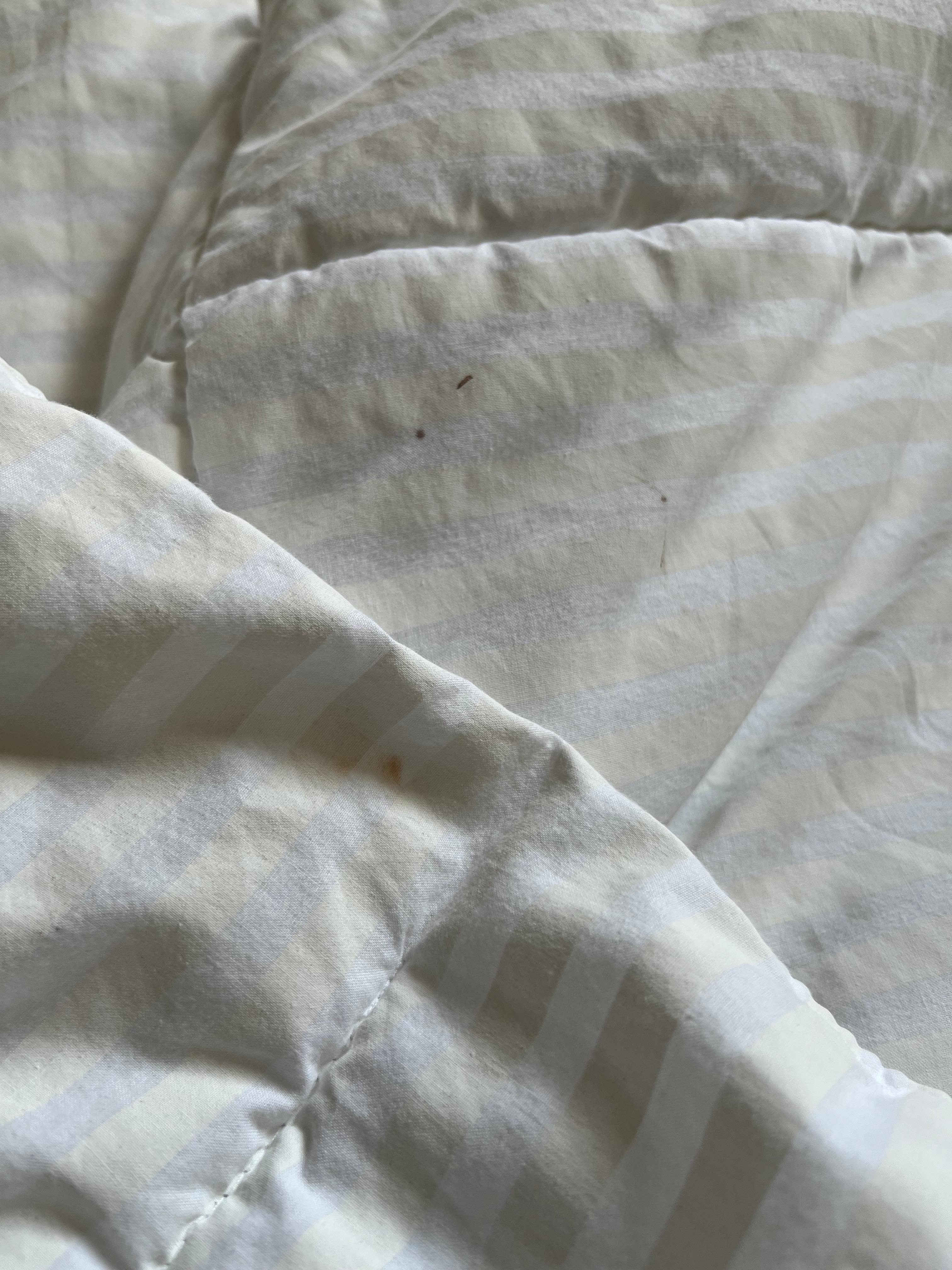 Dirty bed linen looks like they just put clean linen on top 