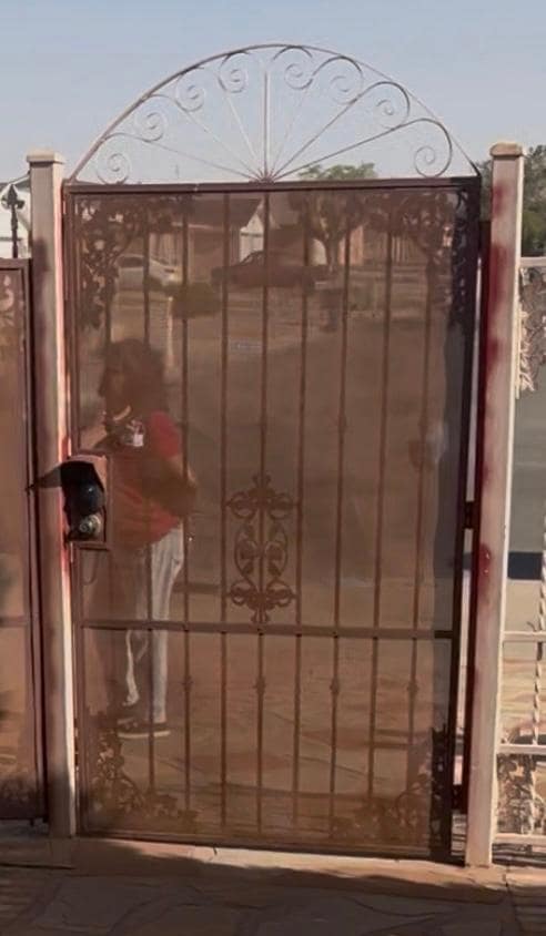 Poorly painted front gate. 