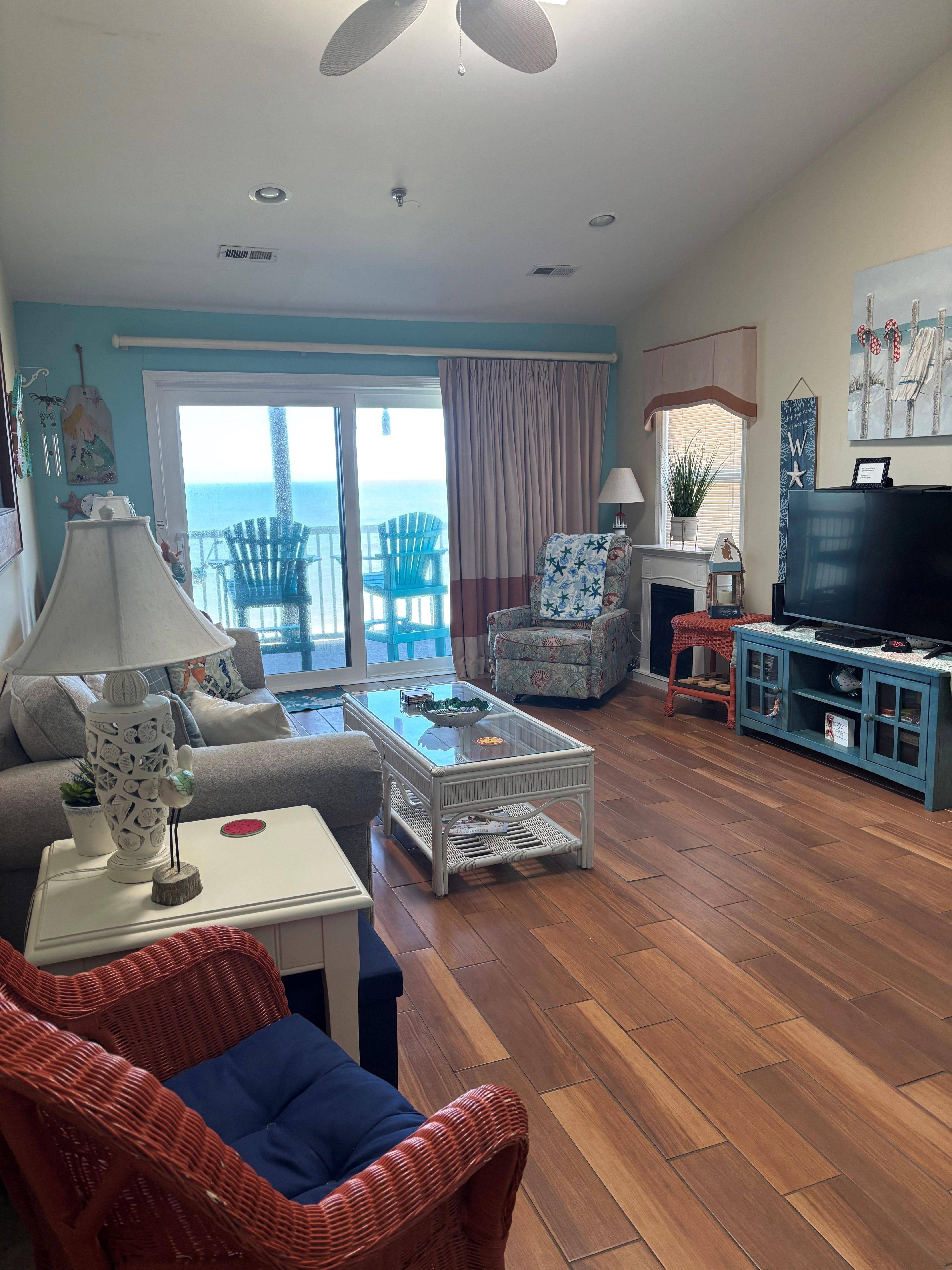 Wonderful sunny living room with skylight.
