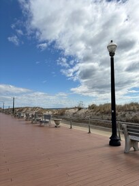 Boardwalk/beach one block away