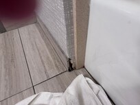 Missing trim in the bathroom