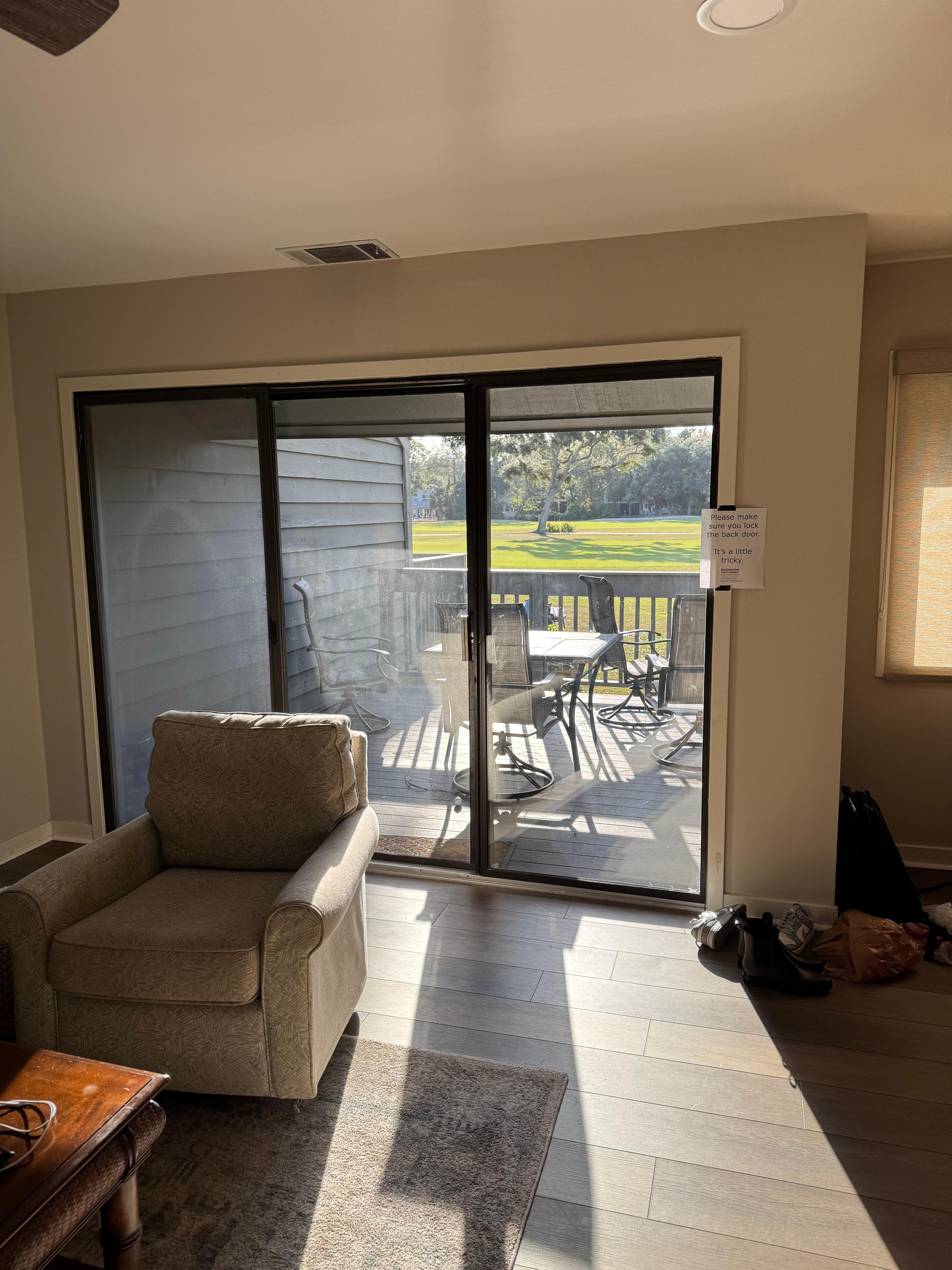 No curtains or blinds provided. Zero privacy