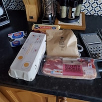 Walked to the Co-op just down and around the corner and bought some breakfast fixings.
