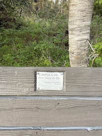 Inscription from one of the many benches on the trail