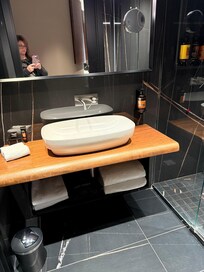 Bathroom with shower. Soaking tub in the room.