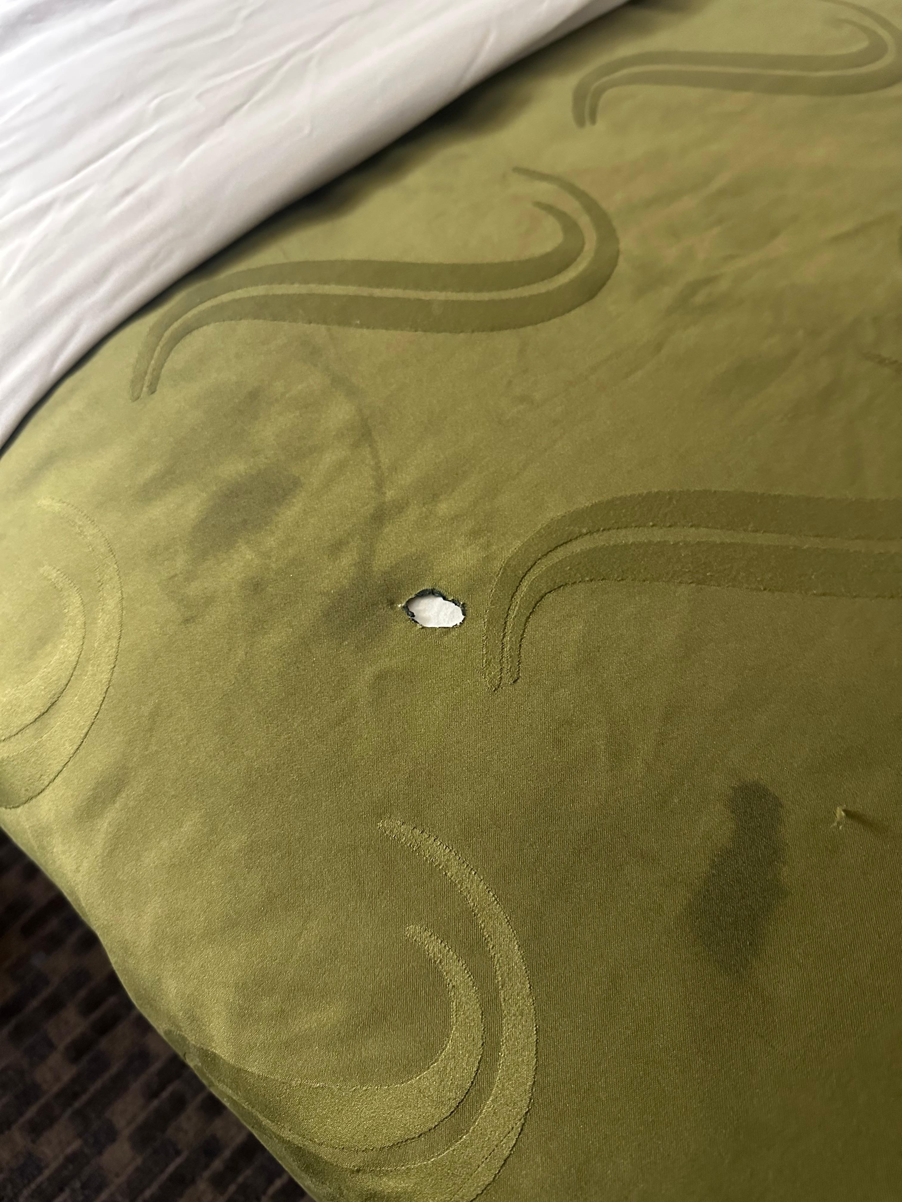 Riddled cigarette burned blankets