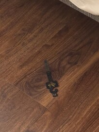 belt tag on the floor, you can see the floor is not clean