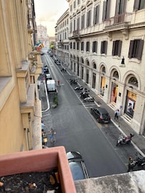 View from the balcony. Not a lot of traffic which makes for a good nights sleep