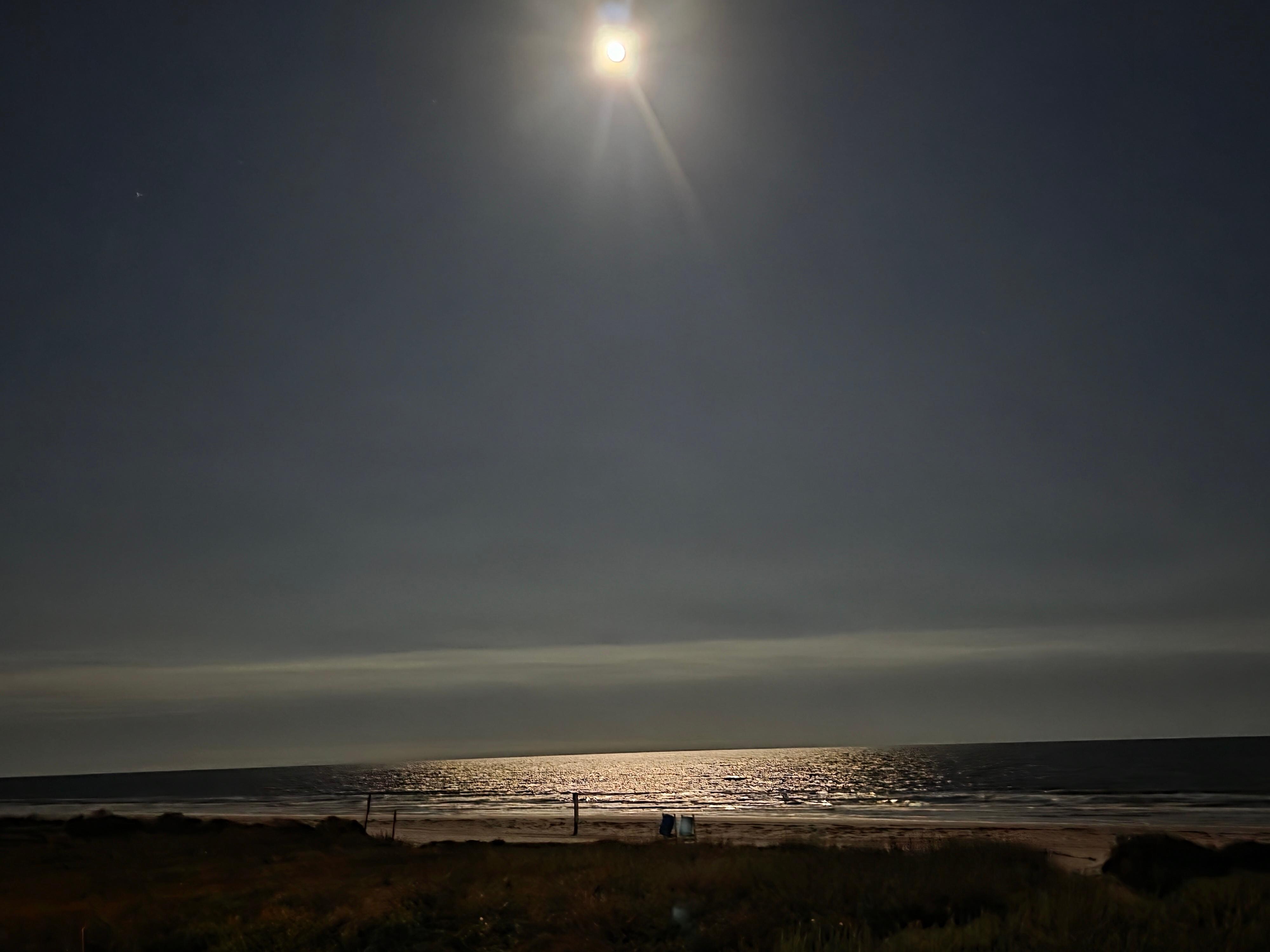 Moonlight on the water. From deck of house.
