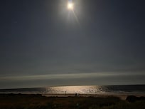 Moonlight on the water. From deck of house.
