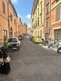 Street view. The market is around the corner to the left.
