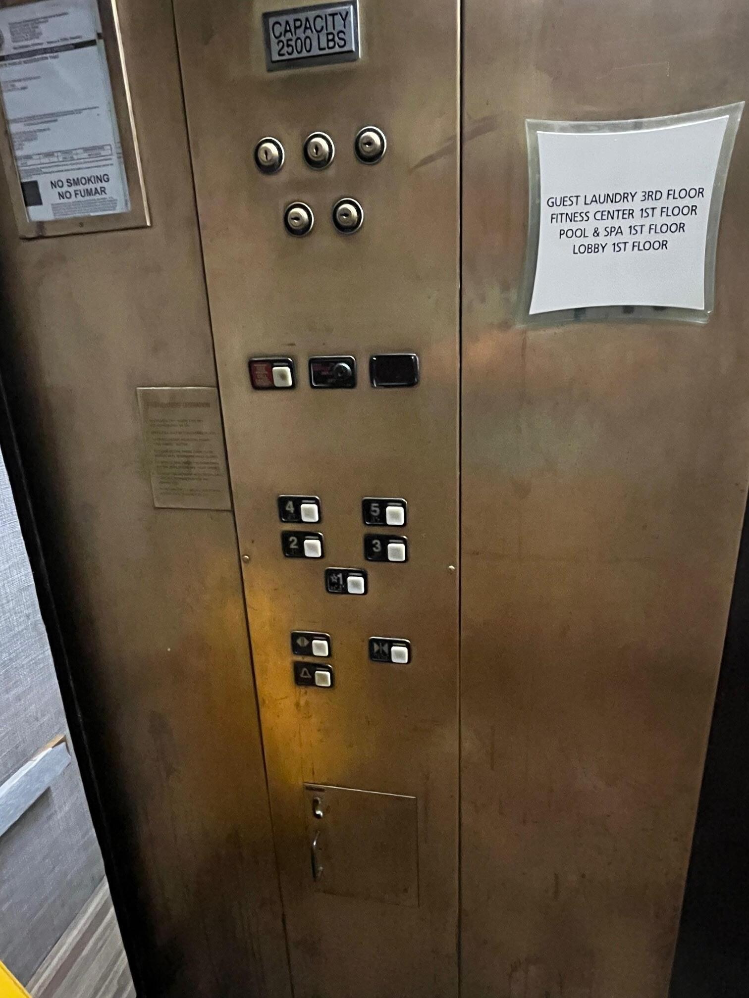 Filthy elevator walls & floor