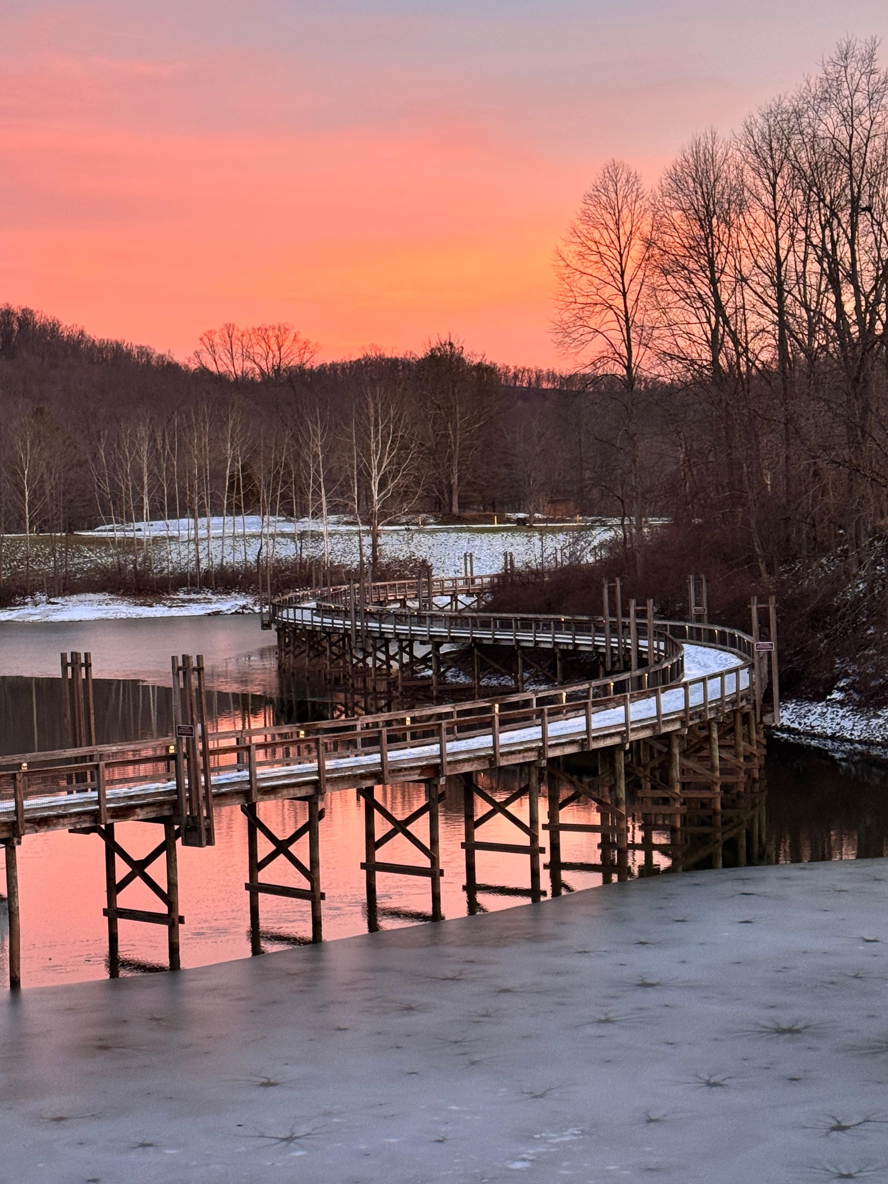winter sunset after watching ducks flock in