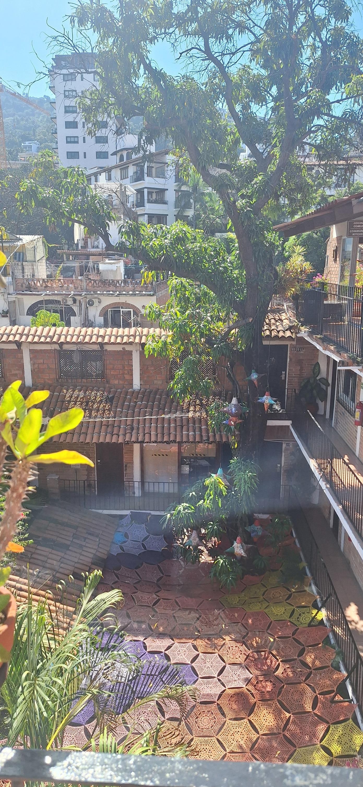 looking down to courtyard