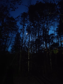 A beautiful moon on a perfect clear fall night right outside the door.