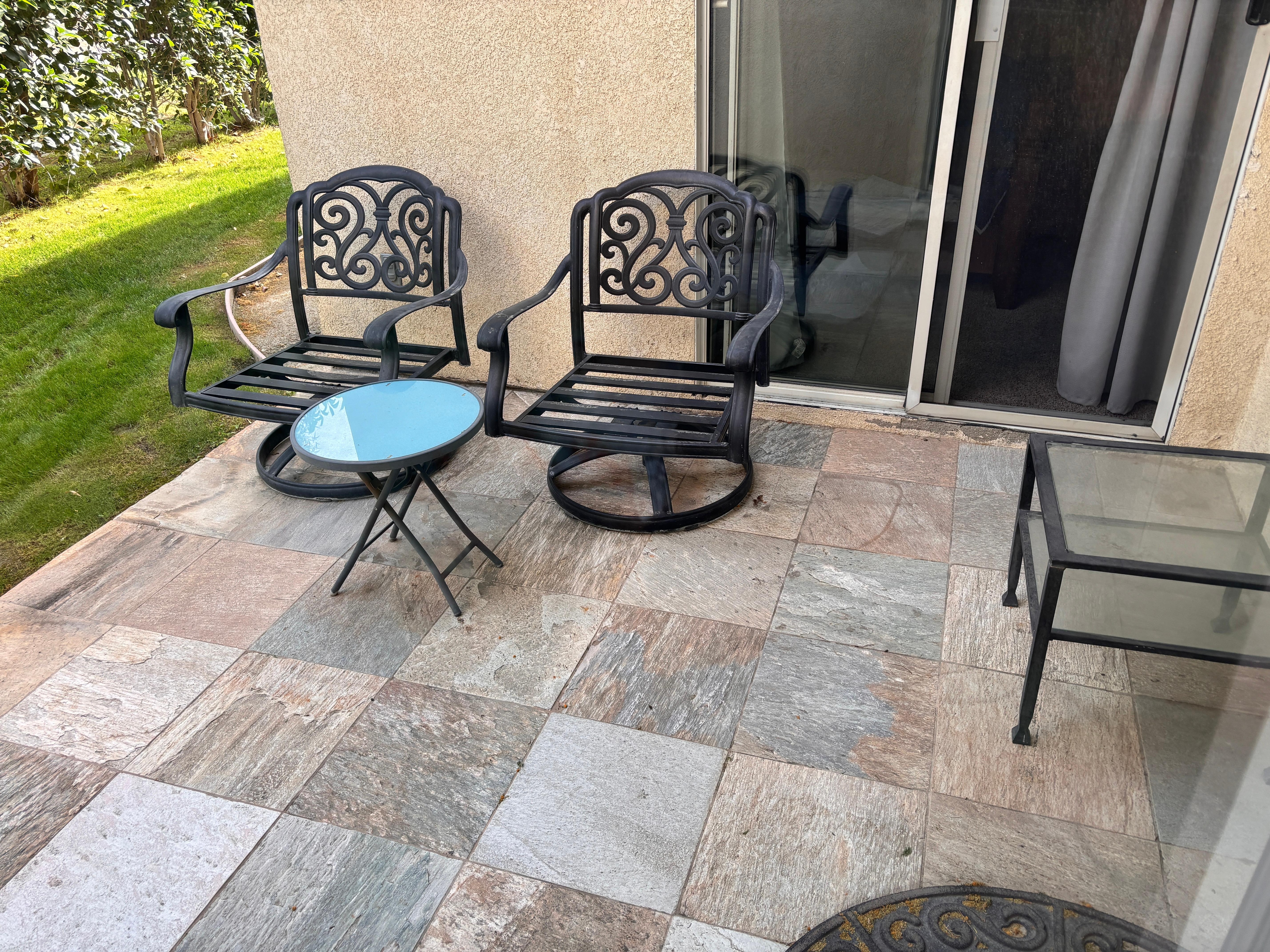 No cushions on outdoor furniture 
