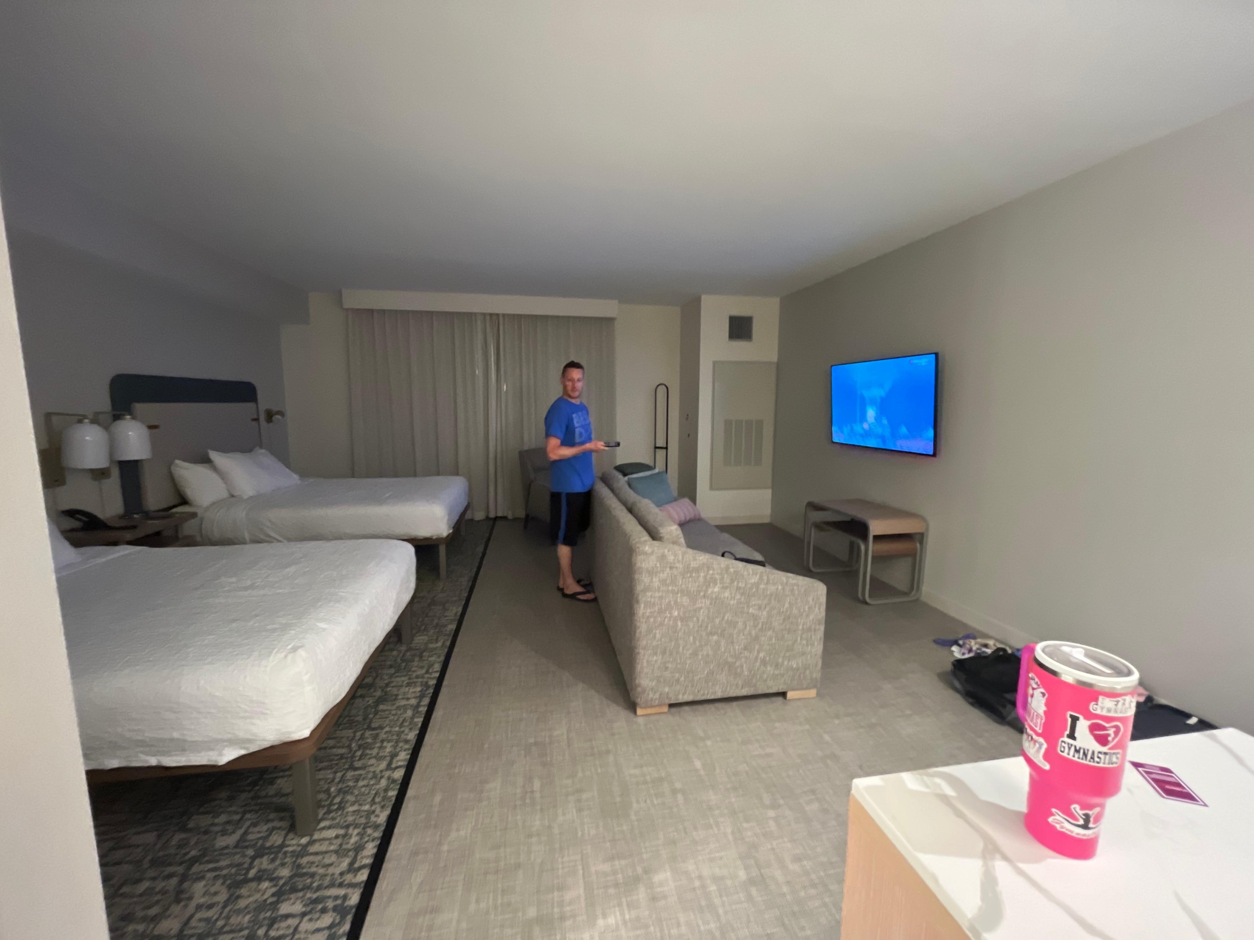 View from kitchen to guest room 