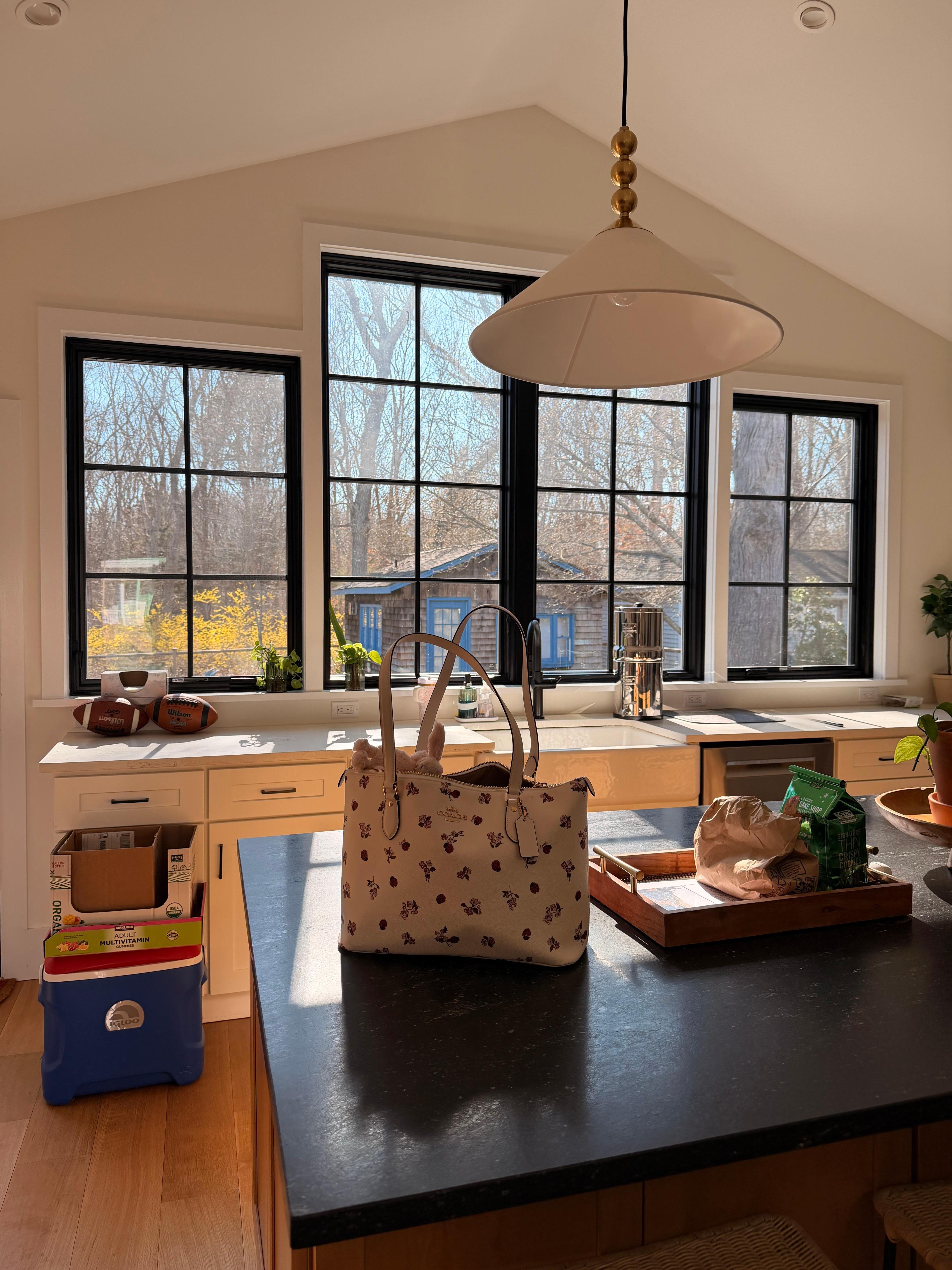 Kitchen filled with light. 