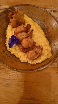 Risoto de Muqueca com Camarões Crocantes