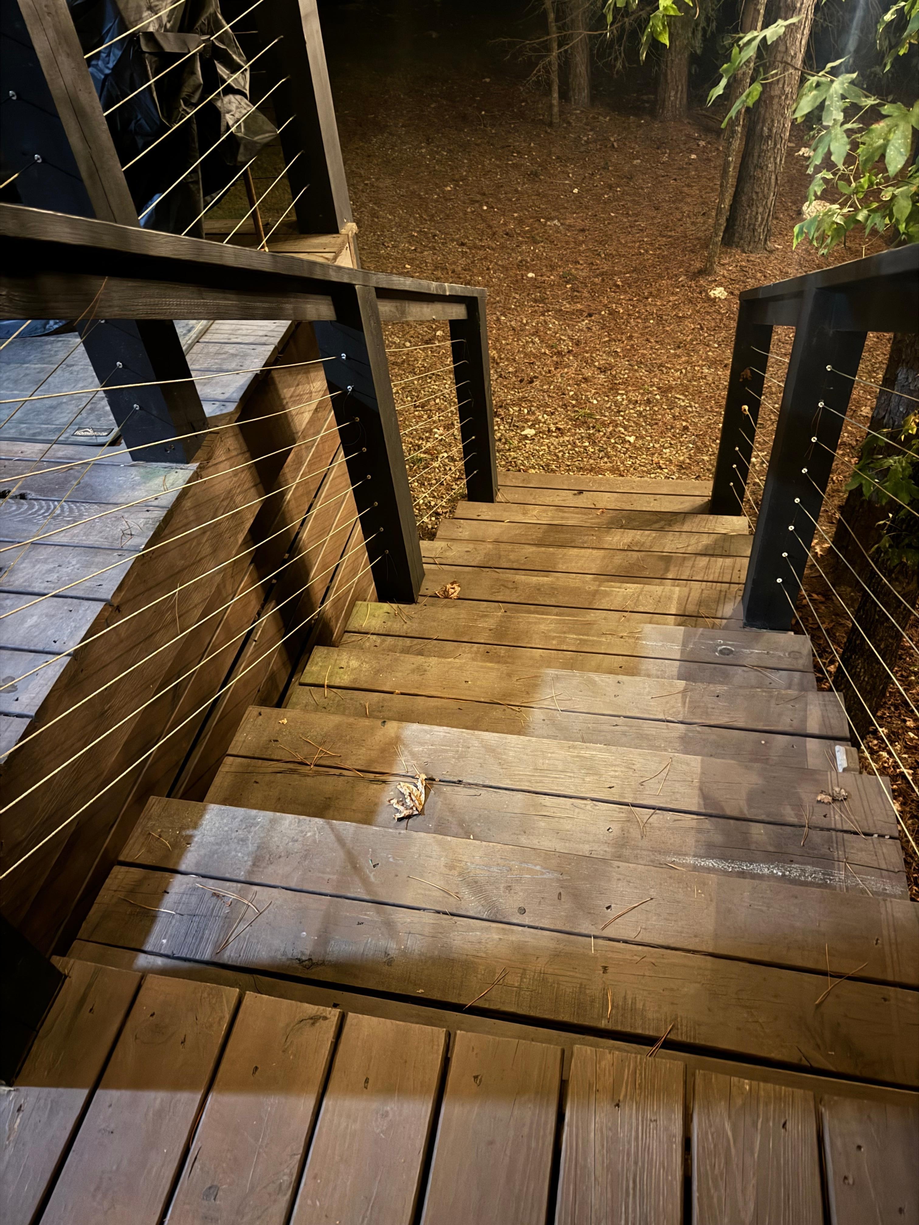 Stairs down to firepit area