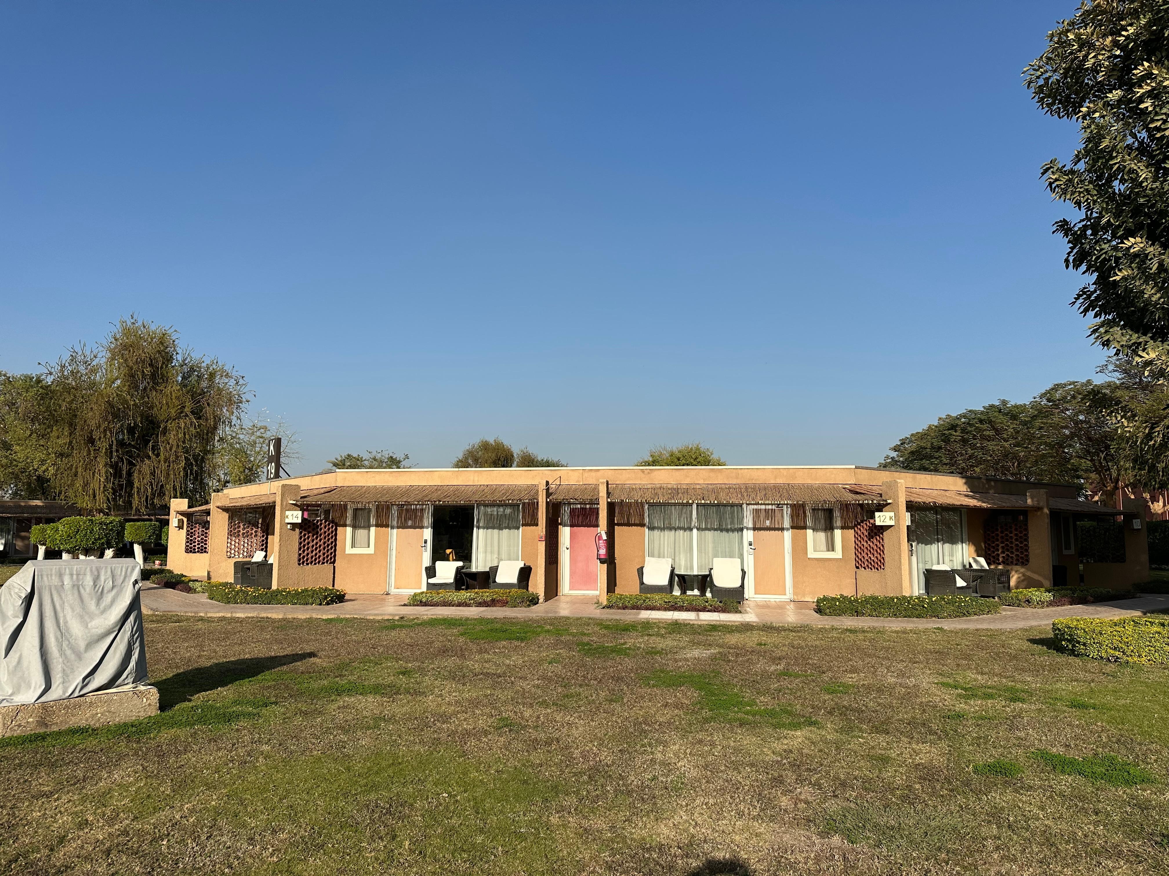 Rooms are organized in small cottages