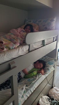 My daughter was thrilled to finally get the top bunk.
