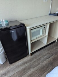 "Full Kitchen" is a mini fridge & microwave