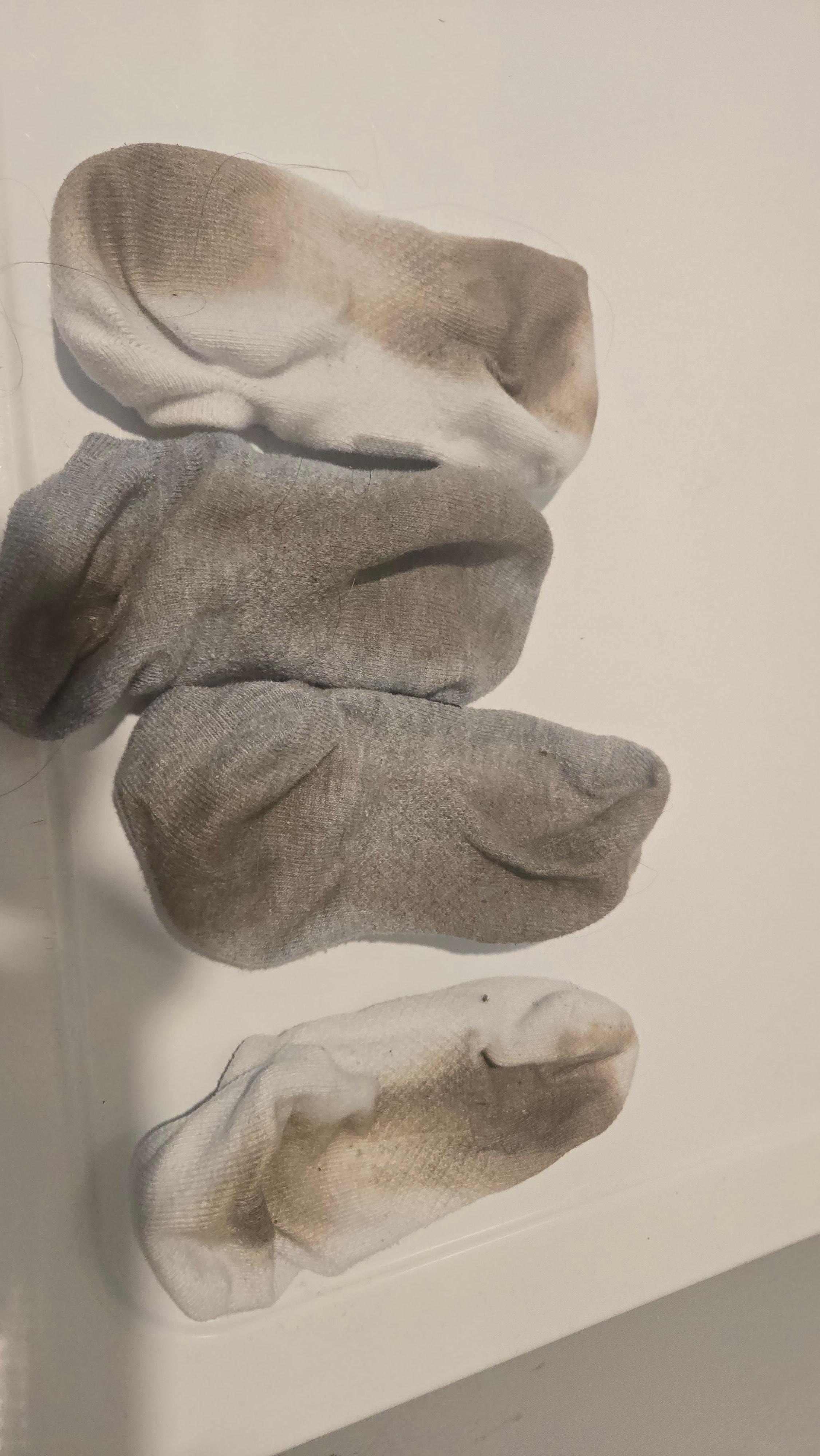 My socks I wore while inside the room 