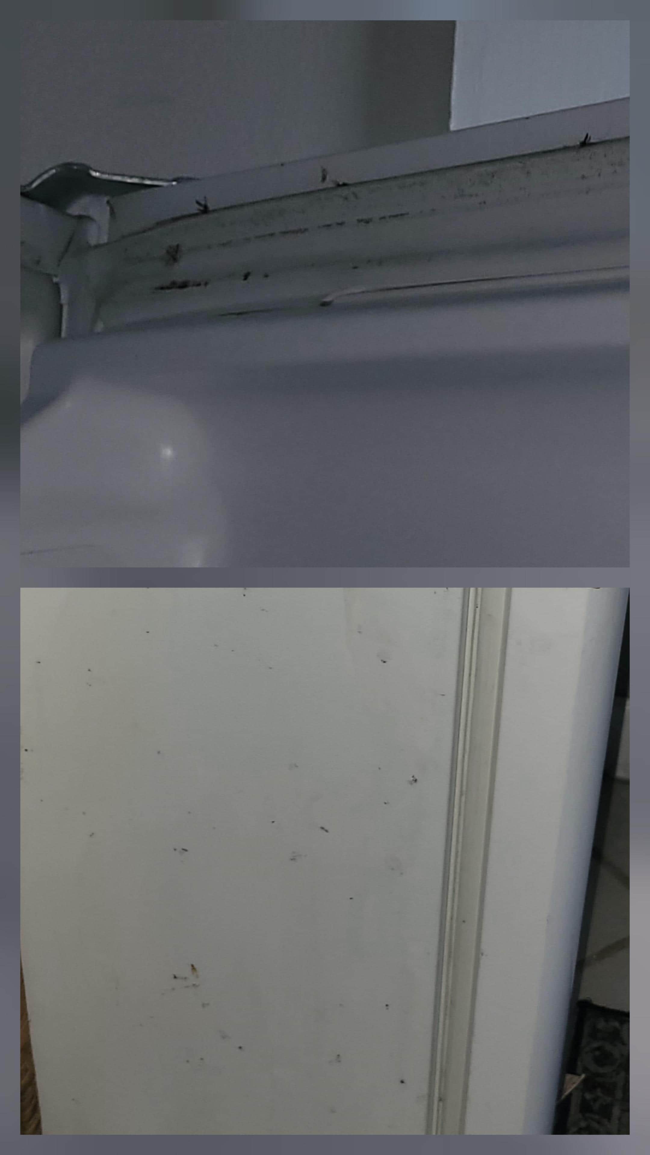 refrigerator filthy outside and inside. 